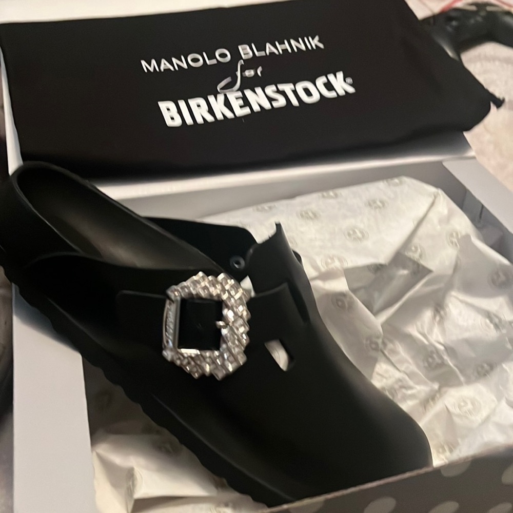 Manolo Blahnik x Birkenstock Boston Crystal Buckle - size 40( US sz 9) brand new